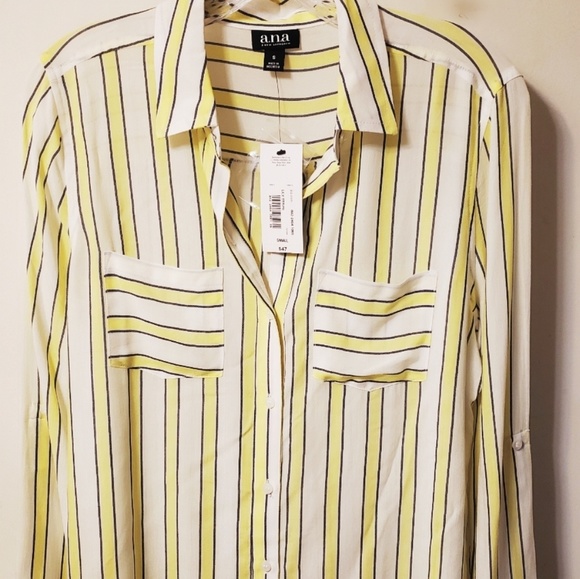 yellow striped blouse
